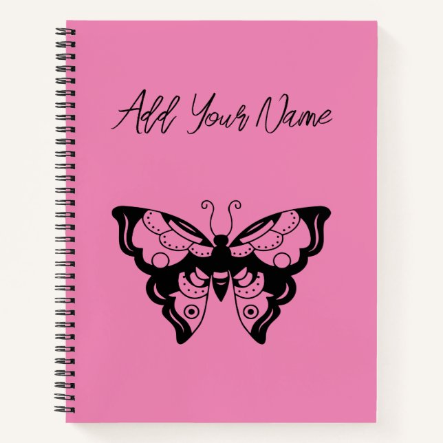 Papillon Rose - Créez Votre Propre Cahier (Devant)