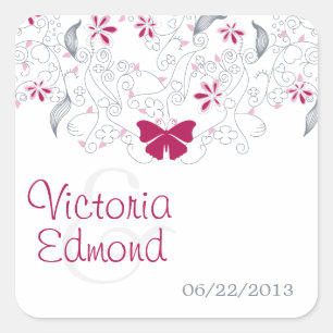 Papillon rose foncé Stickers Mariage Whimsy