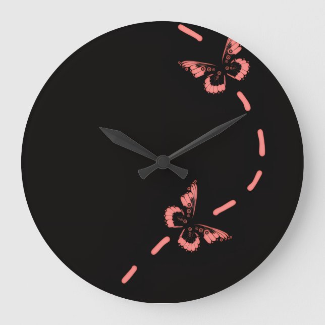 Papillon rose grande horloge (Recto)