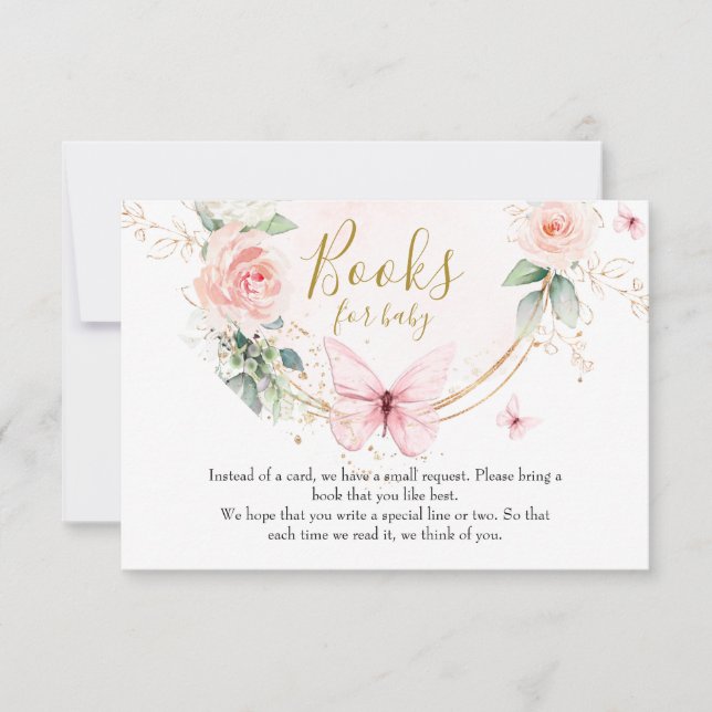 Papillon rose Livres pour carte bébé (Devant)