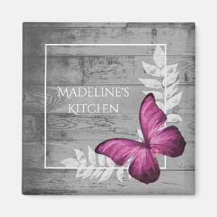 Papillon rose Magnet rustique