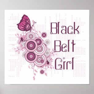 Papillon rose Martial Arts Black Belt Girl Poster