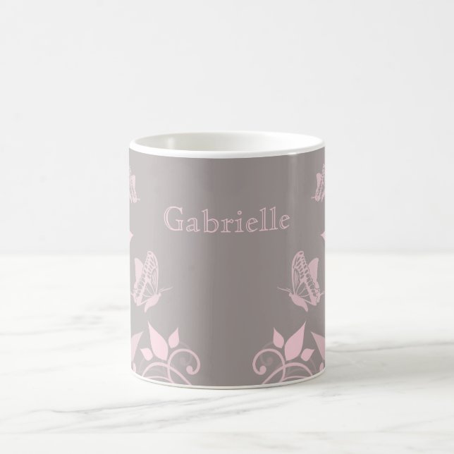 Papillon rose Mug florale (Centre)