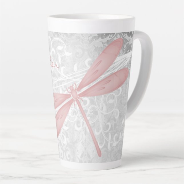 Papillon rose Personnalisé Latte Mug (Angle droit)