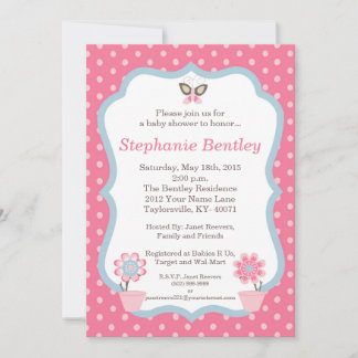 Papillon rose Taffy 5x7 Invitation