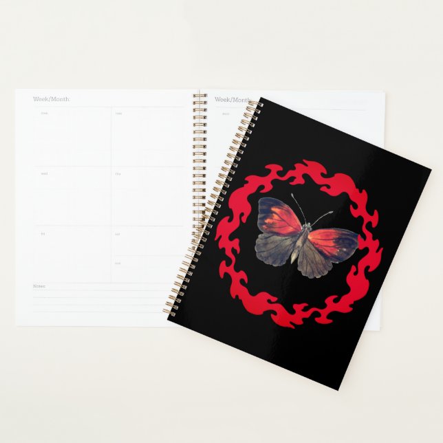 Papillon rouge dans un cercle de feu - Symbole de  (Devant avec enveloppe)