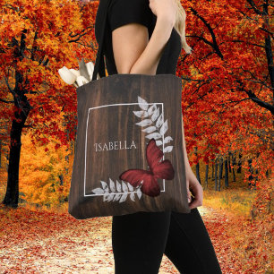 Papillon rouge rustique Sac fourre-tout personnali