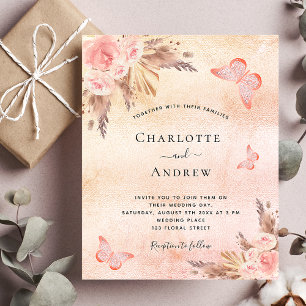 Papillon roux mariage pampas herbe budget