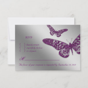 Papillon RSVP Mariage Carte de réponse violet