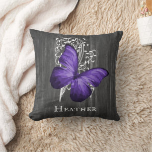 Papillon Rustique violet oreiller à lancer personn