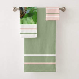 Papillon Sage vert rose blanc rayures