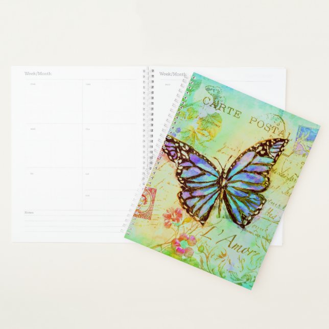Papillon sarcelle et violet  (Devant avec enveloppe)