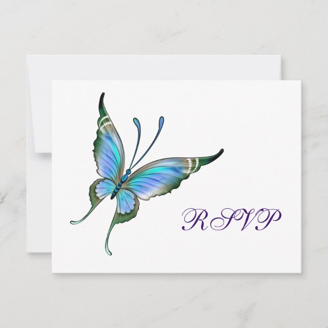 Papillon sarcelle RSVP sur fond de couleur au choi (Devant)