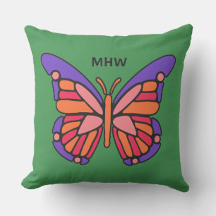 Papillon stylisé oreillers de jetage monogramme pe