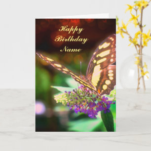 Papillon sur Fleur Carte d'anniversaire personnali