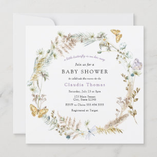 Papillon sur le chemin Boho Baby shower Invitation