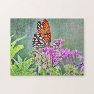 Papillon sur les fleurs magnifiques Puzzle