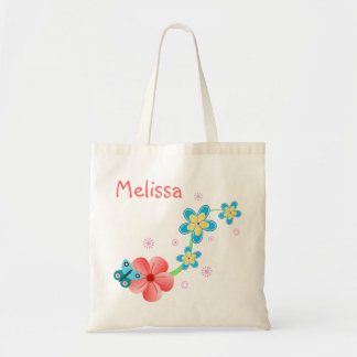 Papillon sur rose et bleu Fleurs Sac fourre-tout b