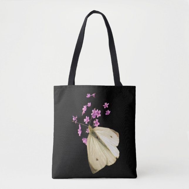 Papillon sur rose Garden Fleurs Sac fourre-tout Fl (Devant)