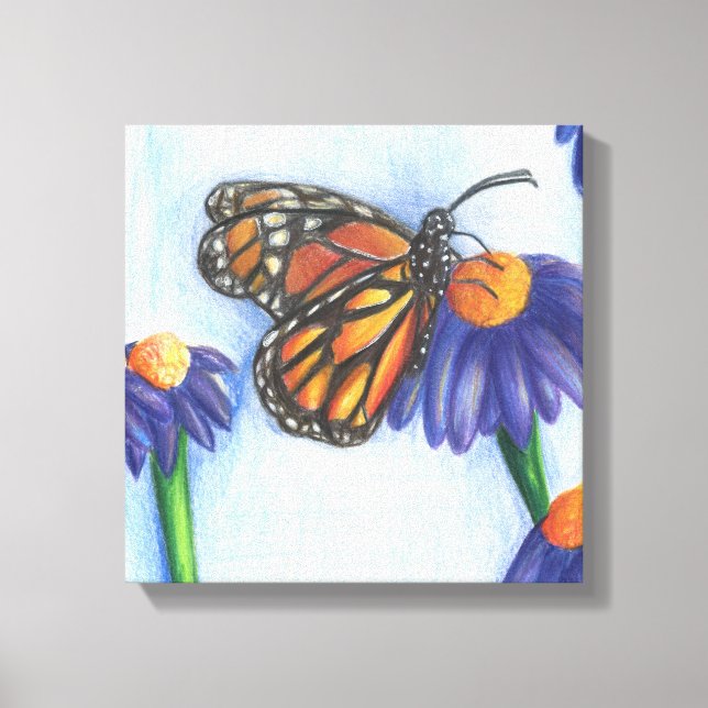 Papillon sur toile enveloppée de fleurs (30 x 30 c (Recto)