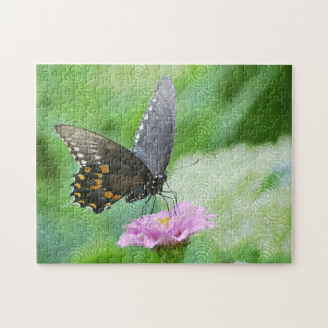 Papillon sur Zinnia Puzzle (Horizontal)