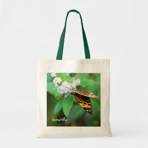 Papillon tigre sur un Sac fourre-tout de fleurs bl