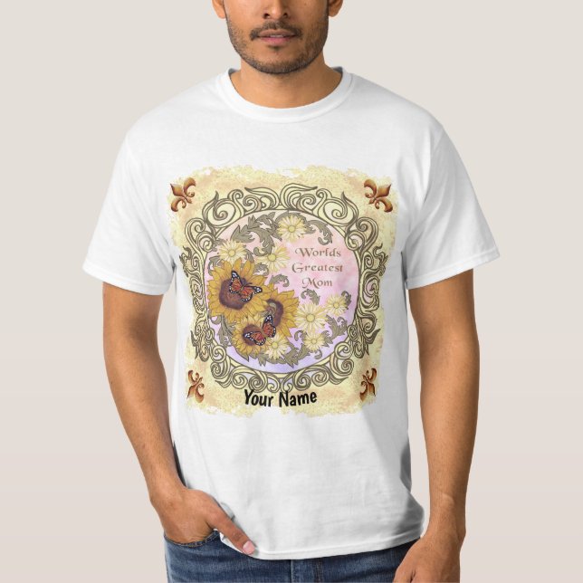 Papillon Tournesol personnalisé Maman T-shirt (Devant)