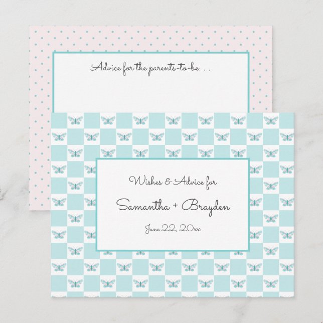Papillon turquoise + Points Cartes de conseil Baby (Devant / Derrière)