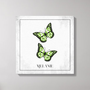 Papillon vert toile florale Imprimer