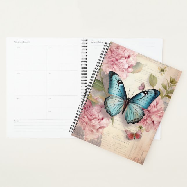 Papillon vintage et fleurs (Devant avec enveloppe)