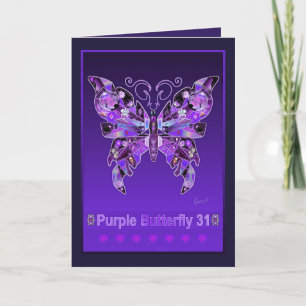 Papillon violet 31 carte d'anniversaire