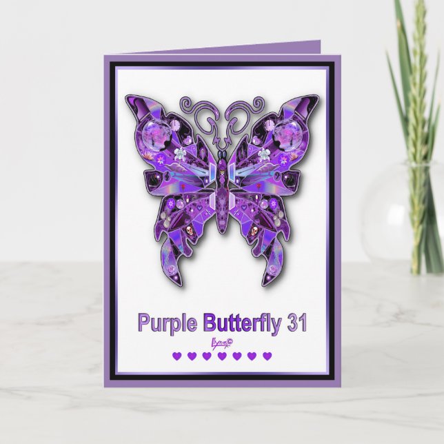 Papillon violet 31 Carte d'anniversaire (Devant)