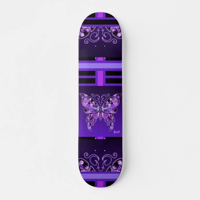 Papillon violet 31 Skateboard (Devant)