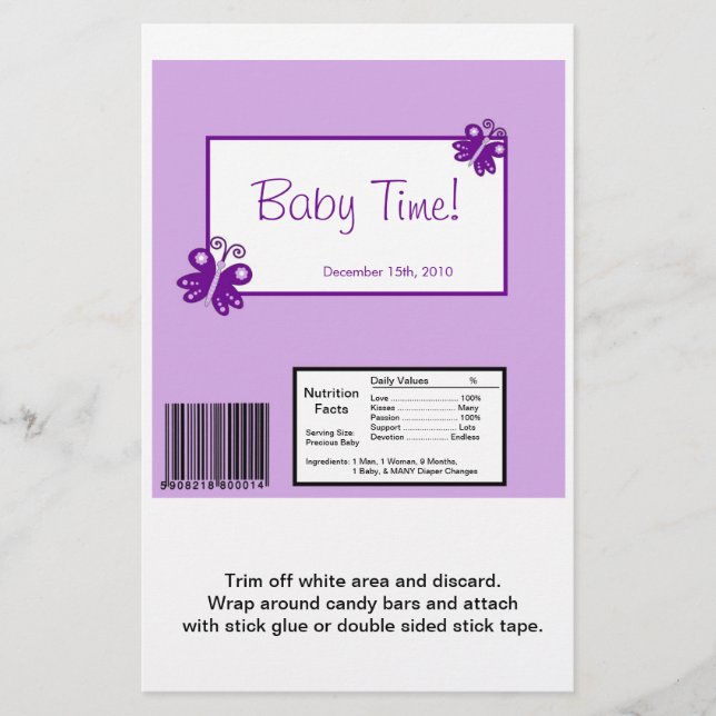 Papillon violet à grande barrette de Hershey (Devant)