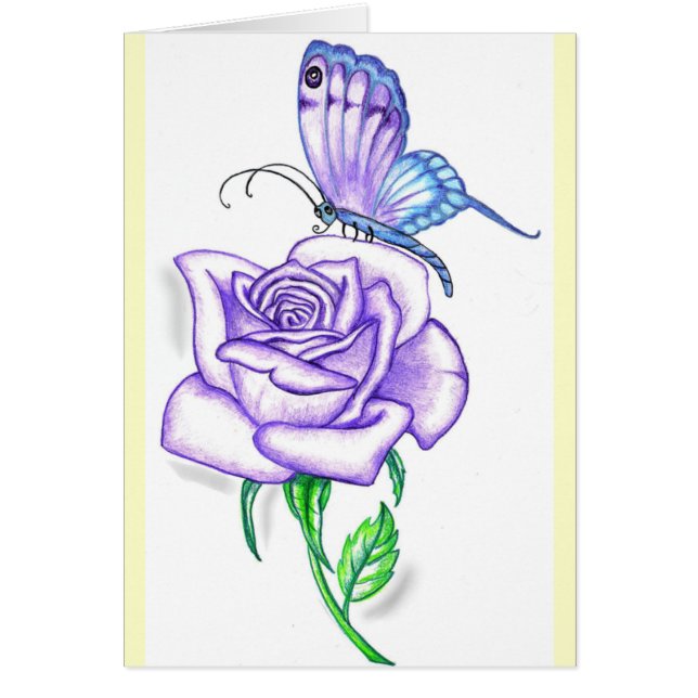 Papillon violet avec Rose (Devant)