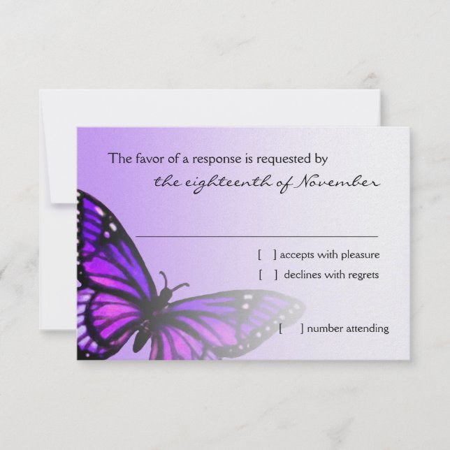 Papillon violet bat mitzvah RSVP (Devant)