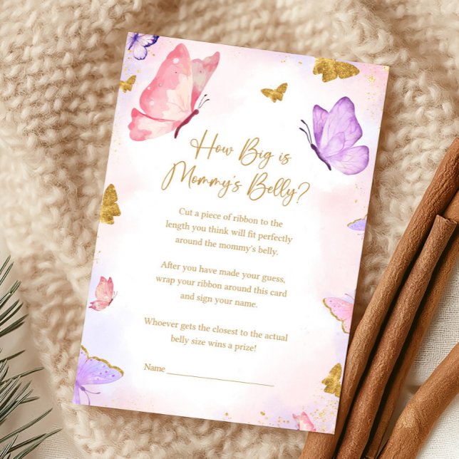 Papillon Violet Or Rose Gold Grande Douche de Jeu (Butterfly Baby Shower Game)