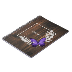 Papillon violet rustique Carnet personnalisé