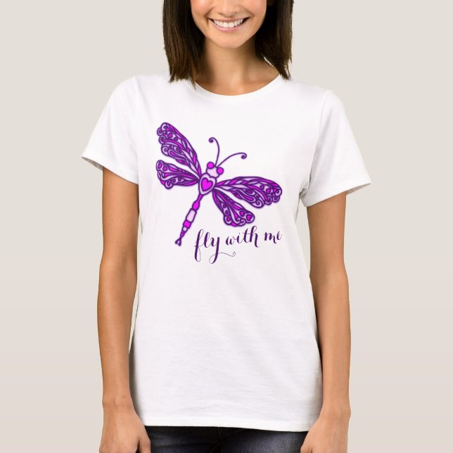 Papillon violet stylisé avec mon t-shirt (Devant)