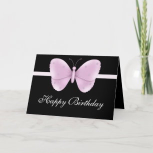 Papillon violet sur la carte d'anniversaire Black