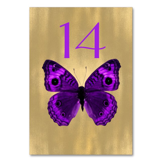 Papillon violet sur Mariage d'or Carte Numéro de t (Par défaut)
