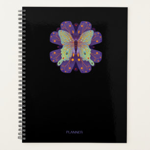 Papillon violet sur noir - 8,5 po X 11 po