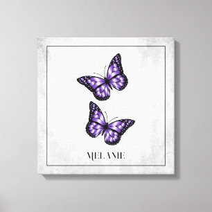Papillon violet toile florale Imprimer