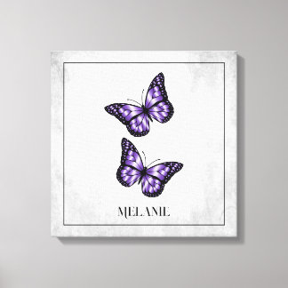 Papillon violet toile florale Imprimer