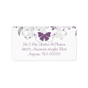 Papillon violet Whimsy Étiquettes de adresse RSVP