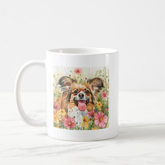 Papillon Watercolor Mug – Dog Lover Gift (Gauche)