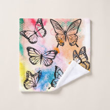 Papillons à fond multicolore