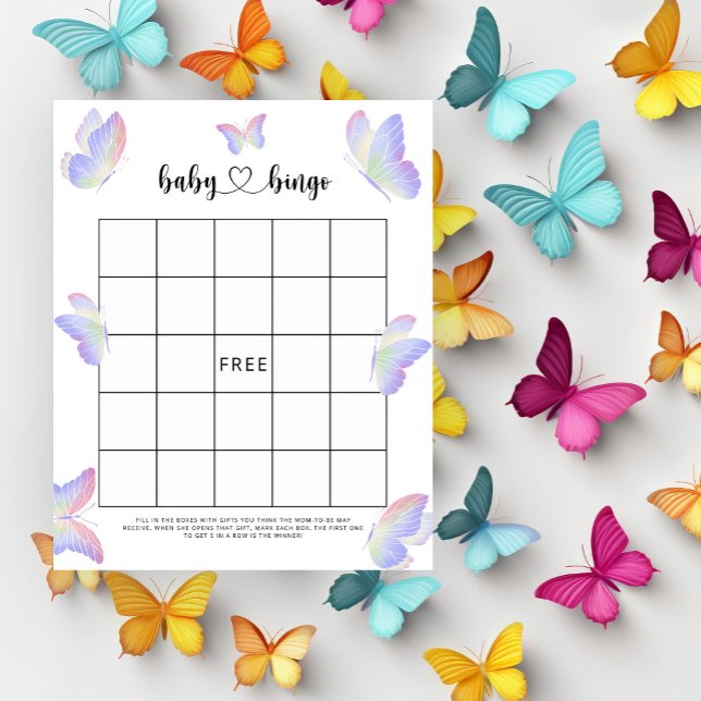 Papillons à l'aquarelle - Jeu de bingo pour baby s (Créateur téléchargé)