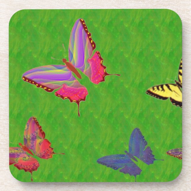 Papillons Abstraits Dessous de verre de liège (Devant)