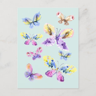 Papillons aquarelle art Carte postale